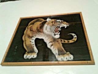 Vintage Signed Marked Chinese Or Japanese Tiger Painting On Silk