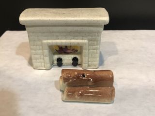 Vintage Fireplace And Logs Ceramic Salt & Pepper Shakers