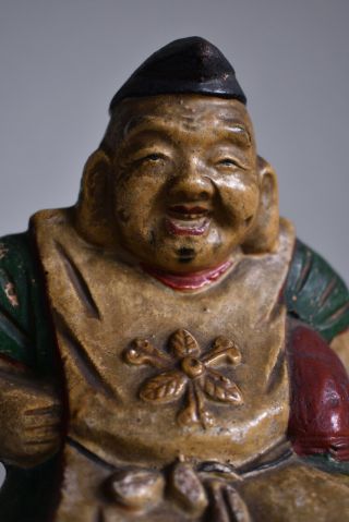 23cm (9.  1 ") Japanese Antique Clay Doll : Shichifukujin Ebisu Sama