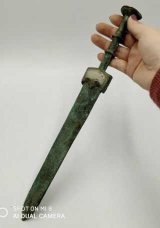 36.  0 Cm Old Bronze - Inlay Jade Ancient Weapon Tool Dagger Knife Sword