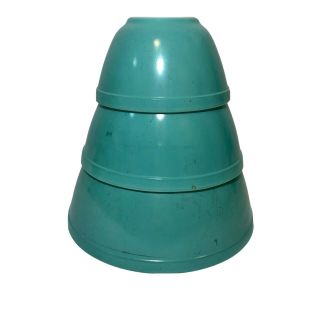 Vintage Pyrex 3 Mixing Bowls Set 401 402 403 Turquoise Blue Robin’s Egg,  Read