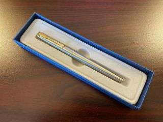 Rare Vintage Parker “falcon” Stainless Steel Fountain Pen With Gold Trim