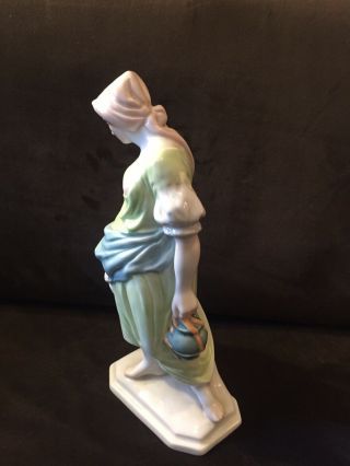Vintage Herend Hungarian Hand - Painted Porcelain Figurine Woman & Child 2