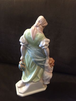 Vintage Herend Hungarian Hand - Painted Porcelain Figurine Woman & Child 3