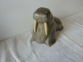 Canadian Art Carved Stone Walrus Sculpture
