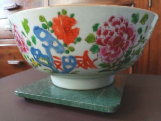 18th C.  Antique Chinese Porcelain Famille Rose Punch Bowl.  Yongzheng/ Qianlong.