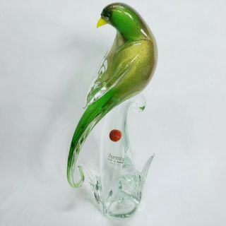 Formia Vetri Di Murano Quetzal Art Glass Exotic Birds Of The World W/ Label Vtg