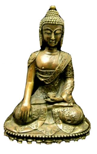 Antique Ornate Bronze Asian Buddha Art Statue Figurine Sculpture 9” 3lb 8oz