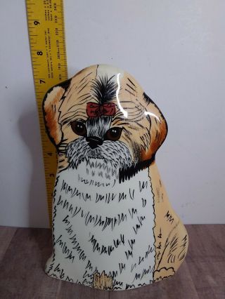 Dogs By Nina Lyman Ceramic Vase Planter Painted Large - Shih Tzu Toy