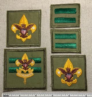 5 Vintage 1960s Boy Scout Rank & Position Badge Patches Patrol Leader Tenderfoot