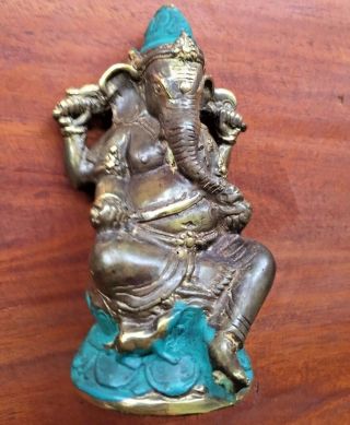 Asian Bronze Ganesh Elephant God Statue Figure 3