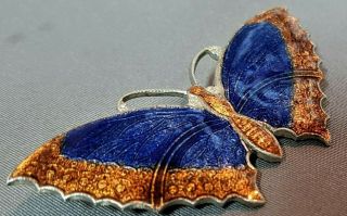 Vintage Silver Enamel Butterfly Brooch.  Large.  Ref:xcod.  Mx