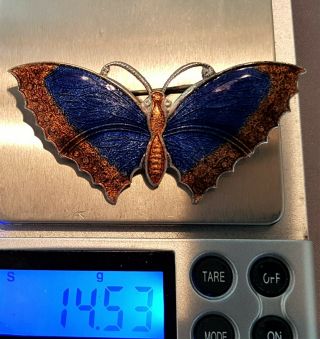 Vintage Silver Enamel Butterfly Brooch.  Large.  Ref:xcod.  mx 2