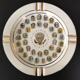Presidents Ashtray Collector Plate Chadwick - Miller Japan Presidential Lbj Gilded