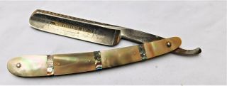 No Reser Victorian Mother Of Pearl Cut Throat Straight Razor Vintage Antique Mop