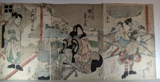 19th Century Japanese Woodblock Print By Kunisada Triptych