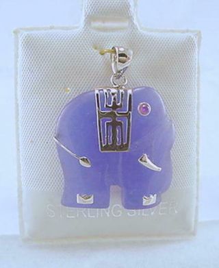 Sterling Silver Lavender Jade Elephant Pendant