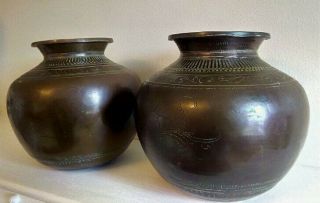 Antique Indian Handmade Copper Water Pots Bowls Vessels