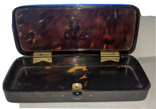 Faux Tortoiseshell Edwardian Box With White Metal Mounts And Letter W To Lid