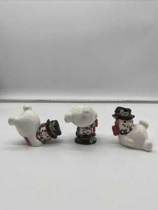 Fitz And Floyd Snowman Figurines Set Of 3 Acrobatic Tumbling Holiday Christmas