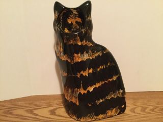 Cats By Nina Lyman Ceramic Cat Vase 11 1/2” Calico Tabby Green Eyes 2
