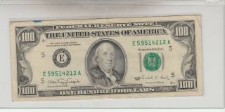 1990 (e) $100 One Hundred Dollar Bill Federal Reserve Note Richmond Old Vintage