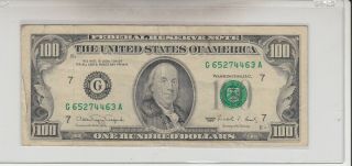 1990 (g) $100 One Hundred Dollar Bill Federal Reserve Note Chicago Old Vintage