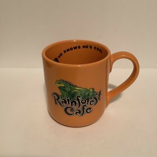 Vintage Rainforest Cafe Coffee Mug 1999 Orange,  Iguana Iggy 16oz