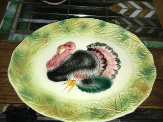 Vintage Thanksgiving Turkey Platter Serving Tray Ceramic Italy