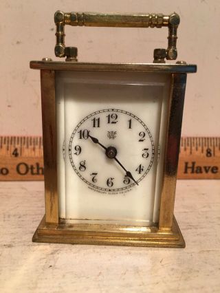 Antique Vintage 1897 Waterbury Clock Co Miniature 3 " Brass Carriage Clock