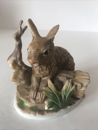Vintage 1980’s Homco 1411 Home Interiors Forest 4” Brown Bunny Rabbit Figurine