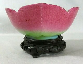 Fine Antique Chinese Lotus Flower Bowl With Fine Detail Qing Period & Stand