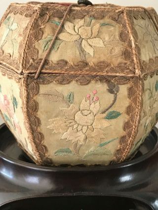 Rare Chinese antique porcelain teapot with silk basket holder scholar art marked 2