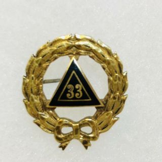 Vintage Masonic Scottish Rite 33rd Degree Lapel Pin Triangle Wreath Bow 3/4 "