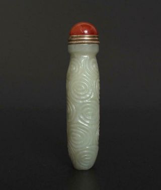 Antique Chinese Carved Jade Snuff Bottle with pattern 3