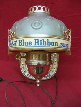 Vintage Pabst Blue Ribbon Beer Lighted Wall Sign Pbr Bar Lamp Wall Sconce