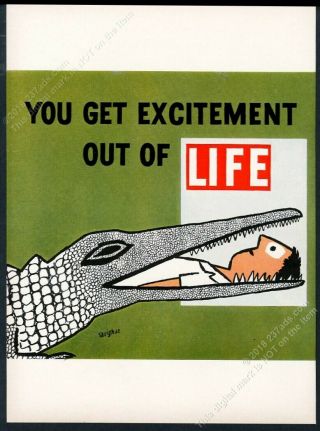 1955 Raymond Savignac Alligator Crocodile Art Life Vintage Print Ad