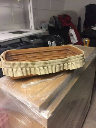 Longaberger Bread Basket With Skirt And Plastic Protector Insert