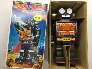Vintage Space Fighter Robot - Battery Operated With Box