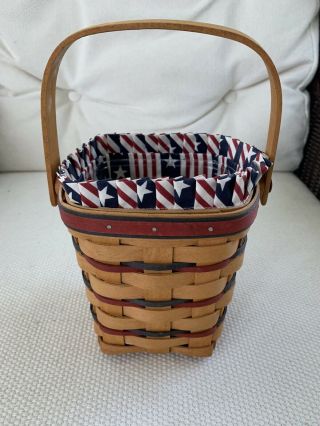 Longaberger 1995 All American Carry Along Basket Fourth Of July Stars & Stripes