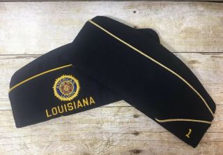 2 Vintage American Legion Post 1 Louisiana Garrison Hat Size 7 1/4 Black