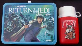 Vintage Return Of The Jedi Lunchbox & Thermos - Star Wars (1983) C - 8/8.  5