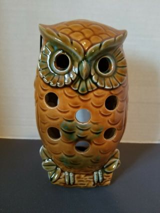 Ceramic Brown Owl Tealight Candle Holder