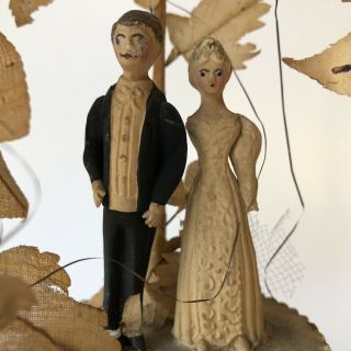 Early Antique Victorian Wedding Cake Topper Bride and Groom 11 