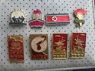 Dprk Korea Communist Vintage Badges Coat Of Arms Flag Korea Dprk
