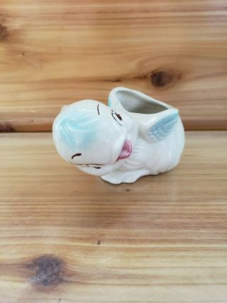 VINTAGE 1950 ' s HAND PAINTED PORCELAIN ADORABLE SMALL BIRD CHICK PLANTER - JAPAN 2