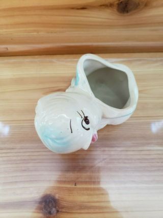 VINTAGE 1950 ' s HAND PAINTED PORCELAIN ADORABLE SMALL BIRD CHICK PLANTER - JAPAN 3