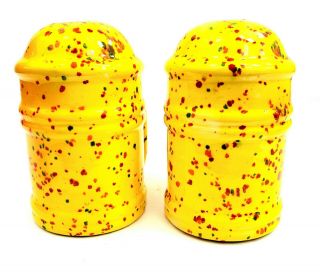 Large 4.  5 " Yellow Speckled Salt And Pepper Shakers Kitchen Decor