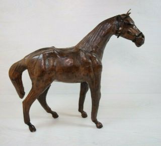 Vintage Collectible Leather Wrapped Horse Figurine Statue Handmade Big