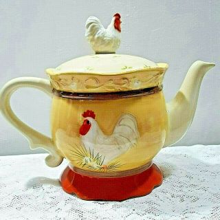 Cottage Rooster Teapot Pitcher Kitchen Collectible By Jay Import Rooster Lid
